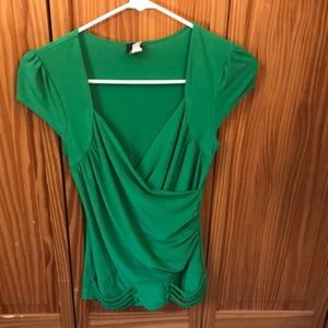 Vintage Cidani brand dark green assymetrical wrap top y2k womens small